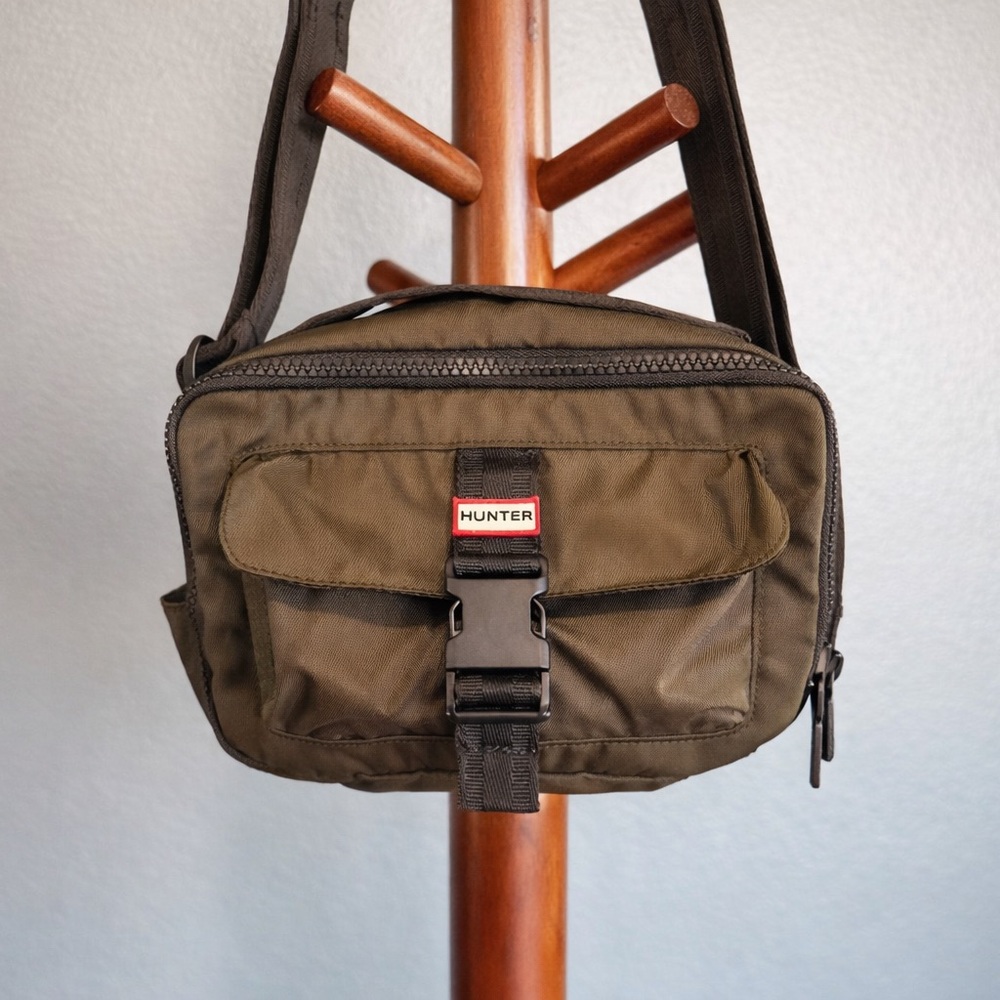Hunter Olive Green Utility Crossbody Bag | Adjustable Strap | Multi-Pocket